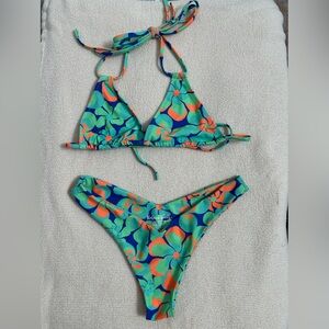 Kulani Kinis Floral Bikini in Green and Orange